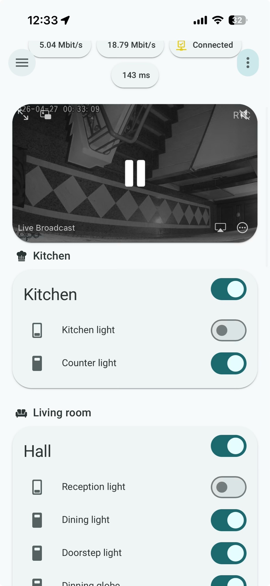 Home Assistant live dashboard